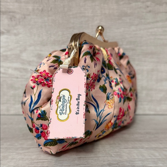 The Vintage Cosmetic Company Floral Kiss-lock Clutch - Pink Floral Hues NWT - Picture 5 of 11